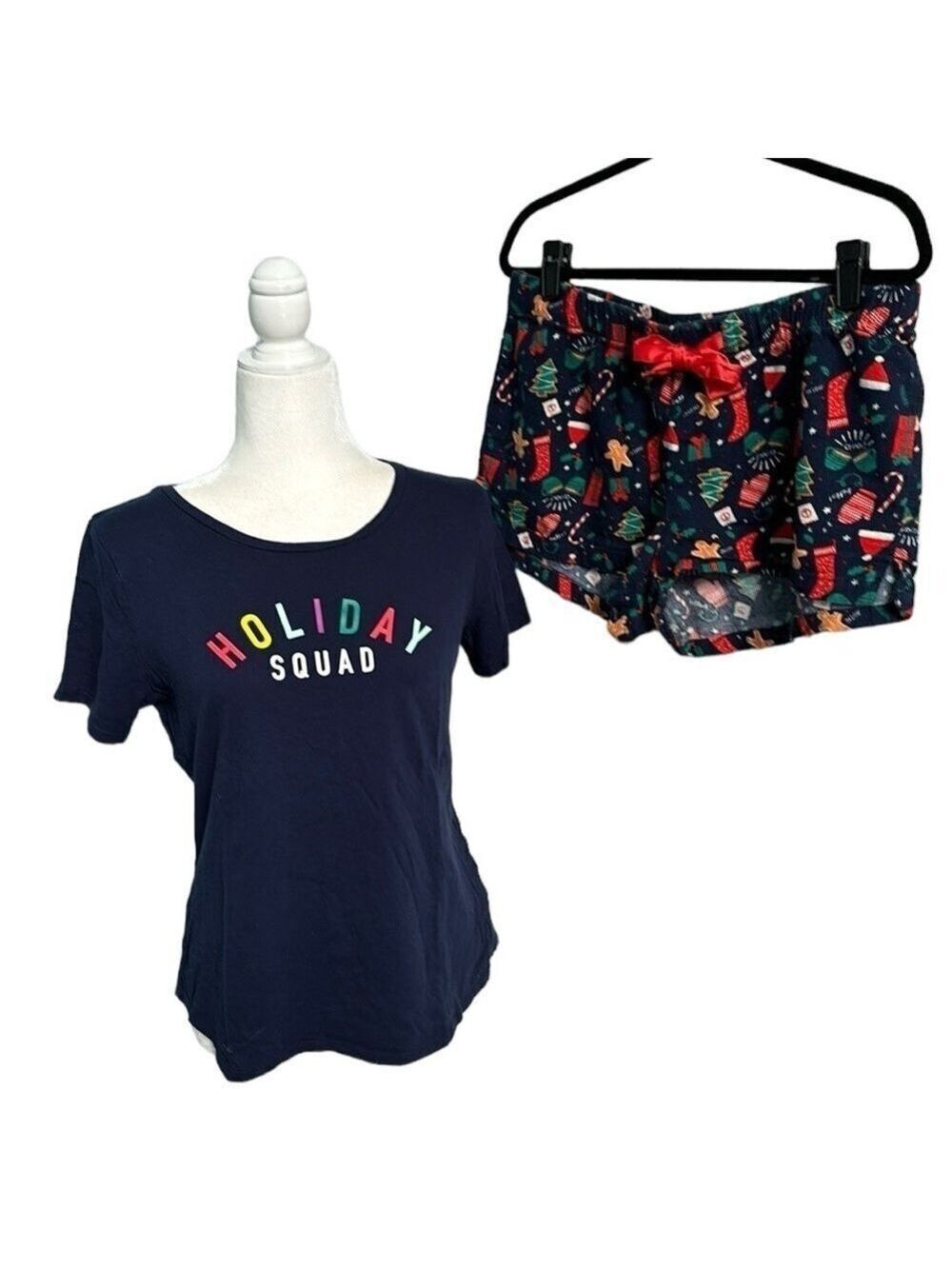Old Navy Holiday Squad Pajama T-Shirt and Short Set Size Small Medium